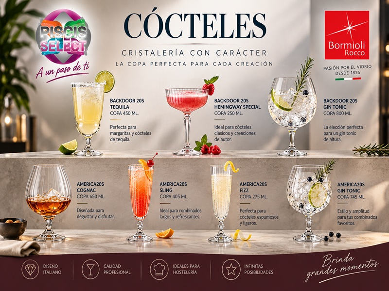 Cristalería Bormioli Rocco y Luigi Bormioli para coctelería profesional – diseño que marca la diferencia.